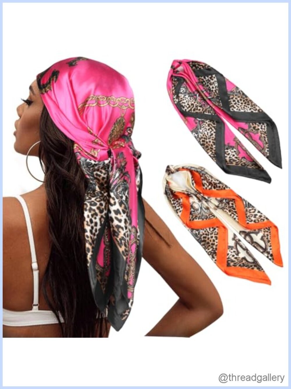 Satin Silk-Like Scarf 2 Pack 35x35 Square Head Wrap Sleep Hair